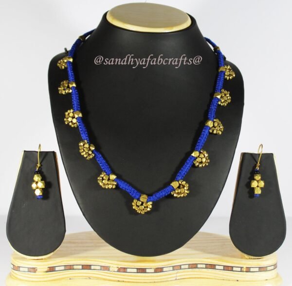 Pure Handmade Brass Beaded Dhokra Jewellery with Earring (AT925) - Image 7