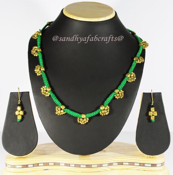 Pure Handmade Brass Beaded Dhokra Jewellery with Earring (AT925) - Image 11