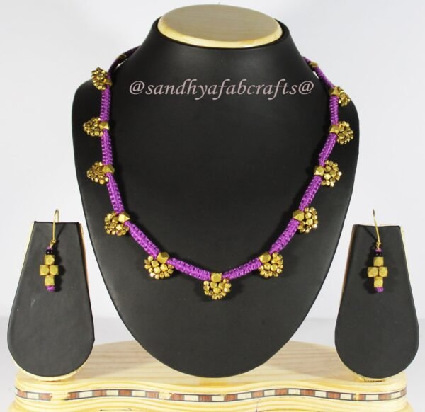 Pure Handmade Brass Beaded Dhokra Jewellery with Earring (AT925) - Image 10