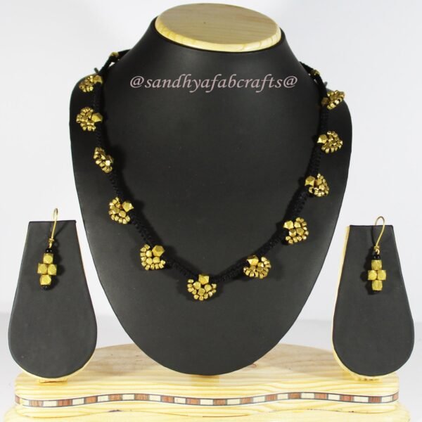 Pure Handmade Brass Beaded Dhokra Jewellery with Earring (AT925) - Image 9