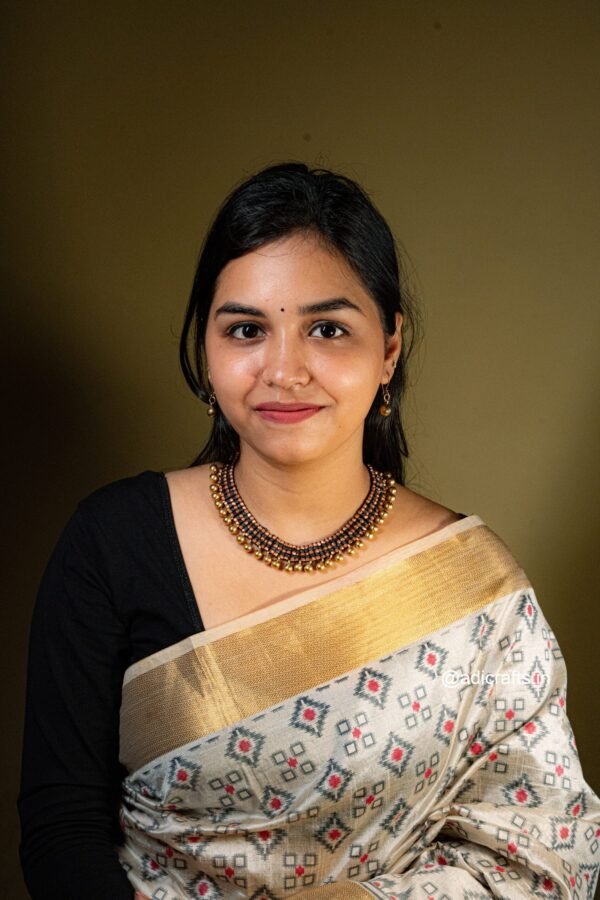 Pure Handmade Brass Beaded Choker Dhokra Jewellery with Earring (CH 2113) - Image 2