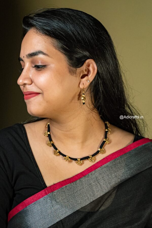 Pure Handmade Brass Beaded Dhokra Jewellery with Earring (AT925) - Image 4