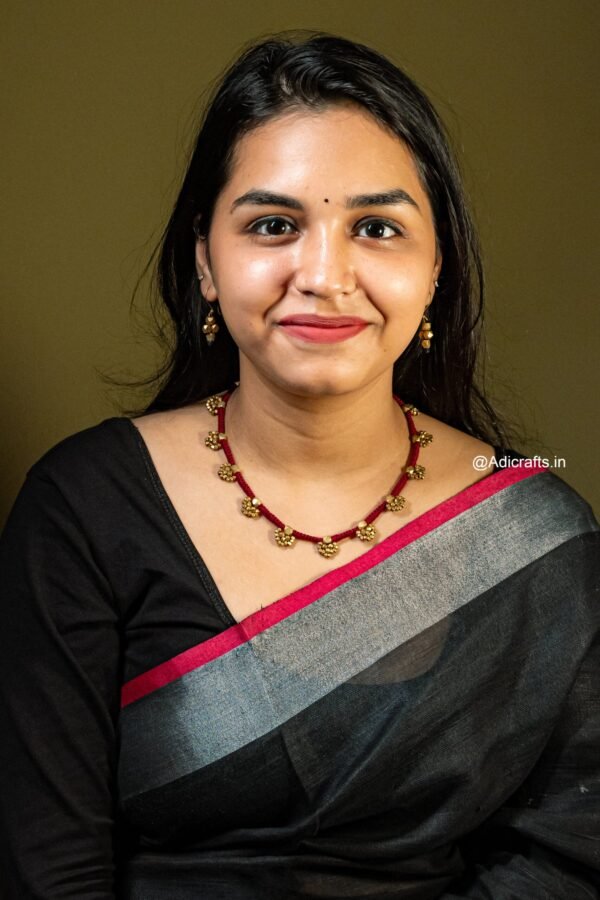 Pure Handmade Brass Beaded Dhokra Jewellery with Earring (AT925) - Image 2